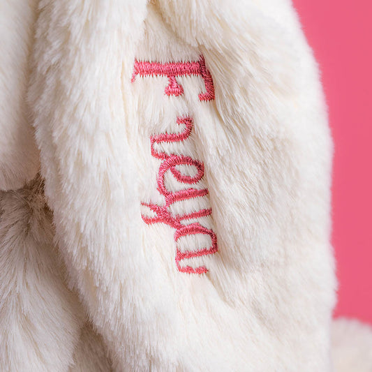 Personalized Cream Bunny with Rose
