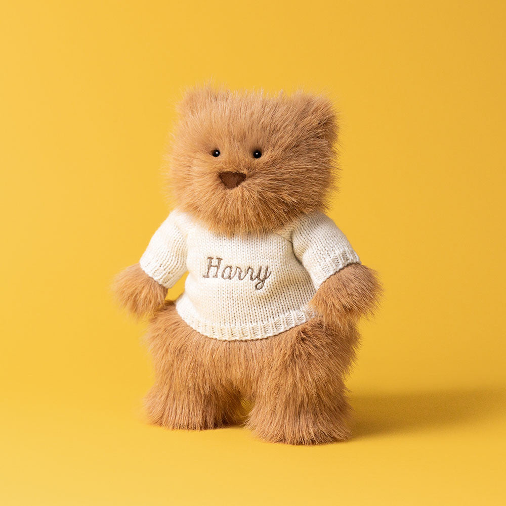 Bartholomew Bear Bouffant with Personalized Cream Jumper