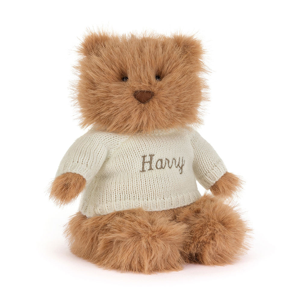 Bartholomew Bear Bouffant with Personalized Cream Jumper