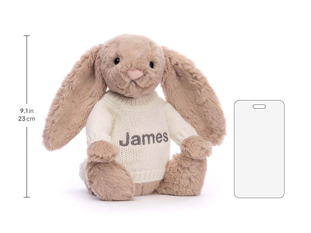 Bashful Beige Bunny with Personalized Cream Jumper