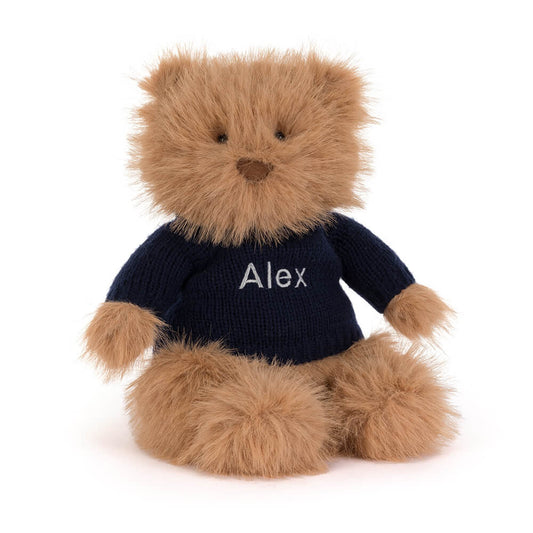 Bartholomew Bear Bouffant with Personalized Navy Jumper