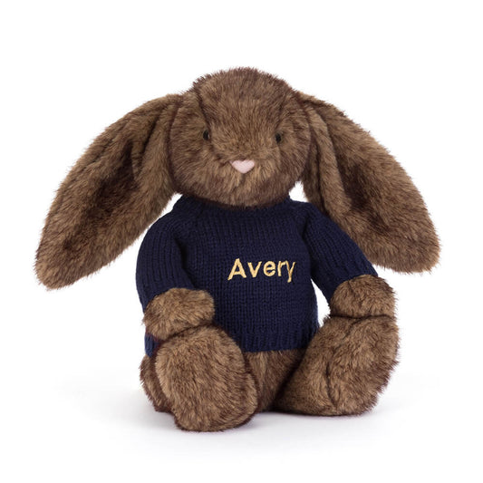 Hoppleston Luxe Bunny with Personalized Navy Jumper