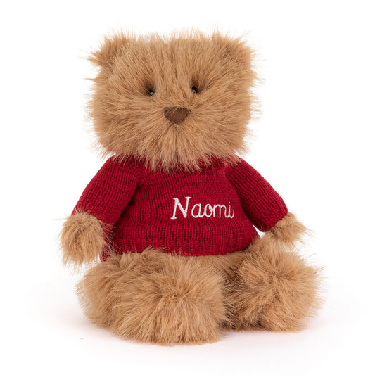 Bartholomew Bear Bouffant with Personalized Red Jumper