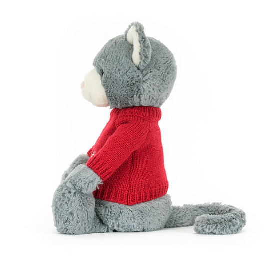 Bashful Kitten with Personalized Red Jumper
