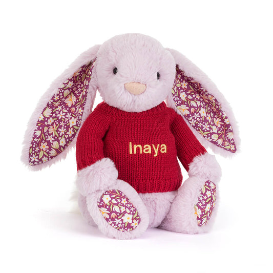 Thistlepop Blossom Luxe Bunny with Personalized Red Jumper